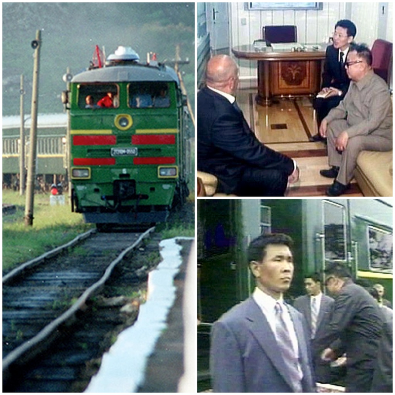 El tren de Kim Jong-il llegando a Rusia en 2002 y una foto de su interior